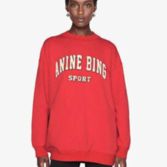 🚫SOLD🚫ANINE BING SPORT RED Crewneck Sweatshirt Sz S (Oversized) - Picture 1 of 9